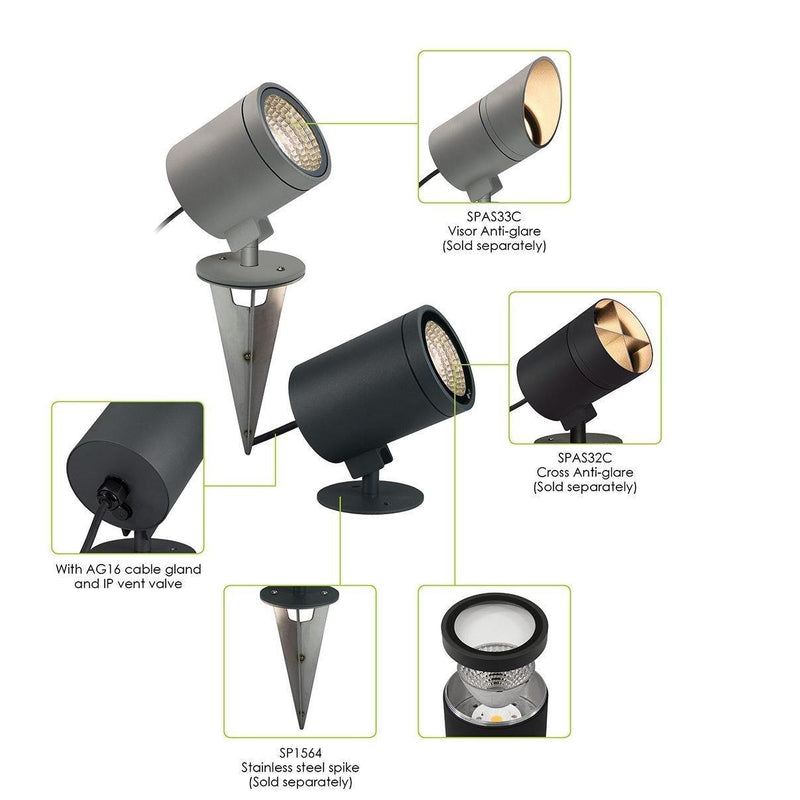 CG Lighting - Moby AC Ourdoor Ground Spot Light, Sandy Anthracite - Matchless Style