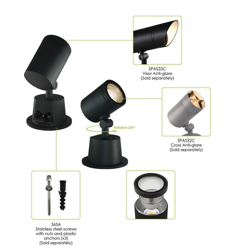 CG Lighting - Moby LED Outdoor Spot Light, Sandy Anthracite - Matchless Style
