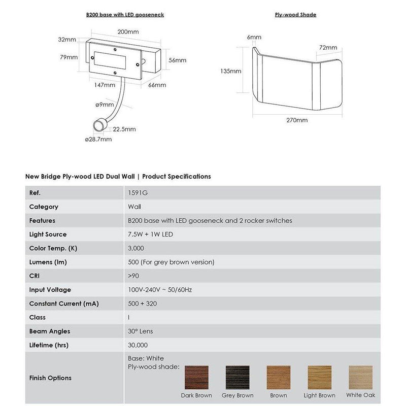 CG Lighting - New Bridge Ply-wood Dual Wall, Brown - Matchless Style