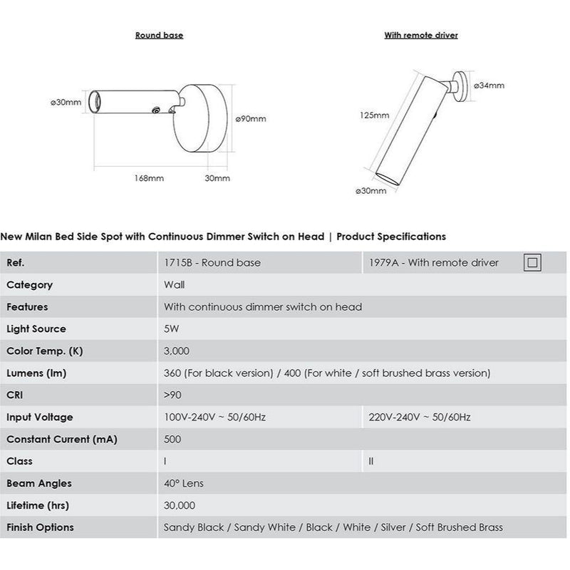 CG Lighting - New Milan Bed Side Spot - Matchless Style
