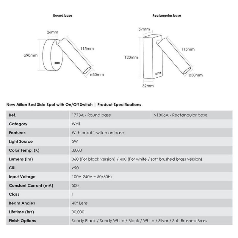 CG Lighting - New Milan Bed Side Spot - Matchless Style