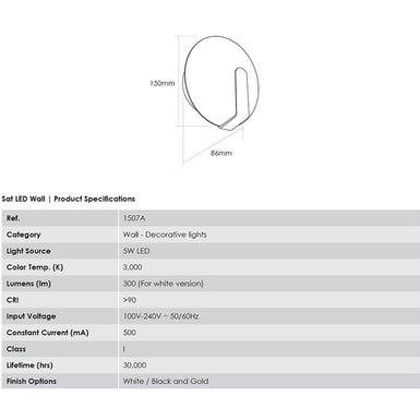 Wall Light, 5W LED, White