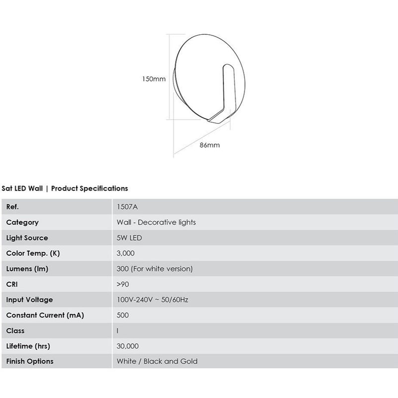 Wall Light, 5W LED, White