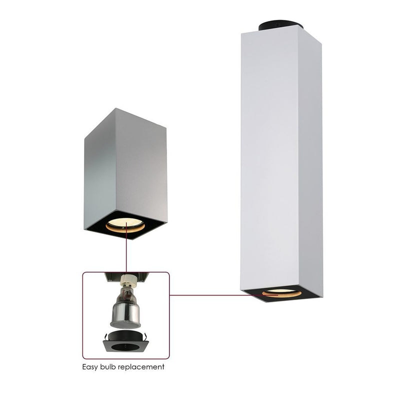 Ceiling Light, GU10 Bulb, White with Black Cover