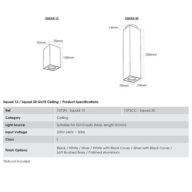 Ceiling Light, GU10 Bulb, White with Black Cover